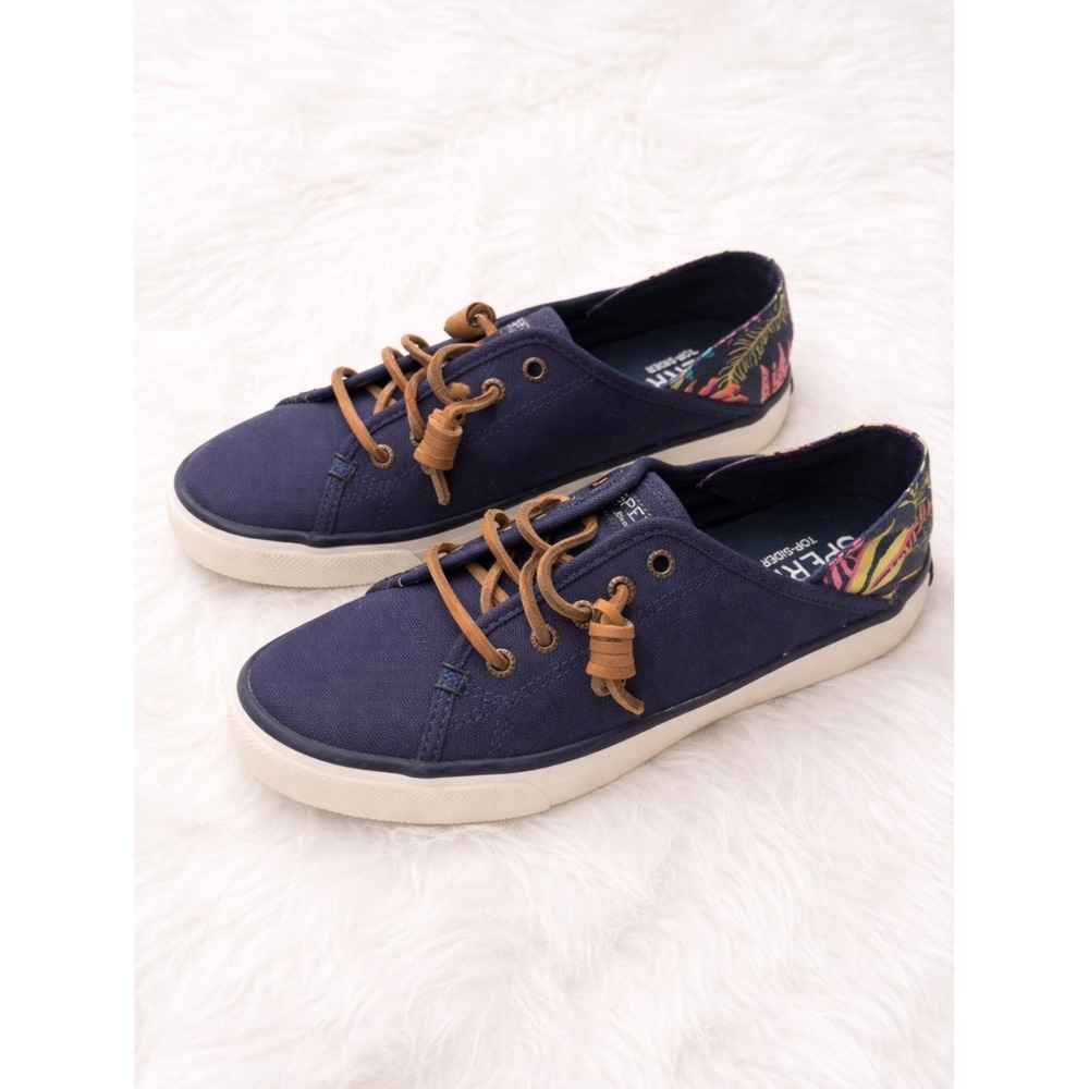 Sperry Top-Sider Women's Size 6 Navy Canvas Sneakers Tropical Print Casual